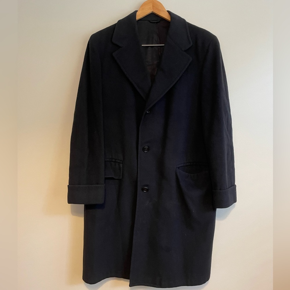 Wieboldt’s Vintage 100% Cashmere Men’s Single Breasted Over Coat Black Large